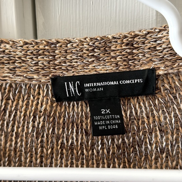 INC plus size, open front cardigan with tassel trim. - Picture 4 of 6